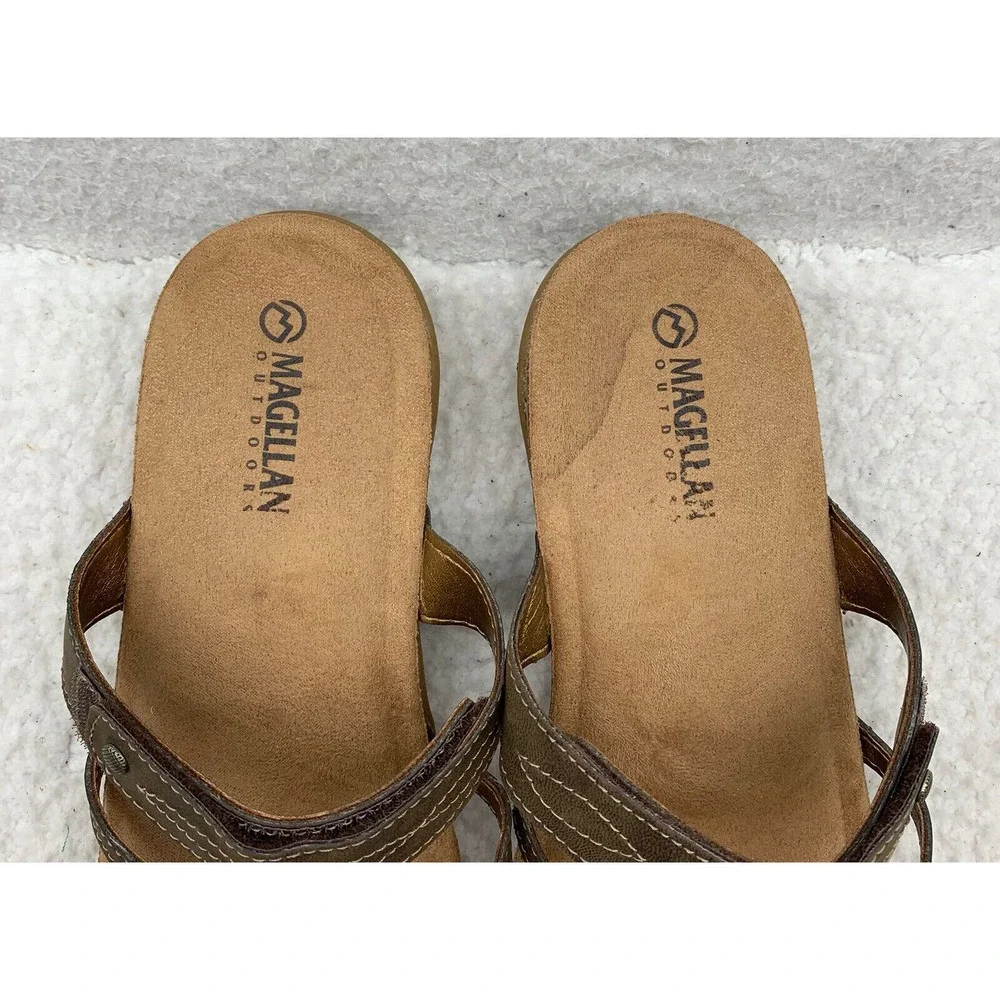 Magellan Outdoors Sandals Womens 11‎ Strappy Flip Flop Thong Tan Brown Summer